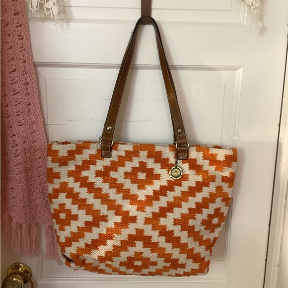 Patricia Nash Chennai Orange and White Patterned Tote - Picture 11 of 11